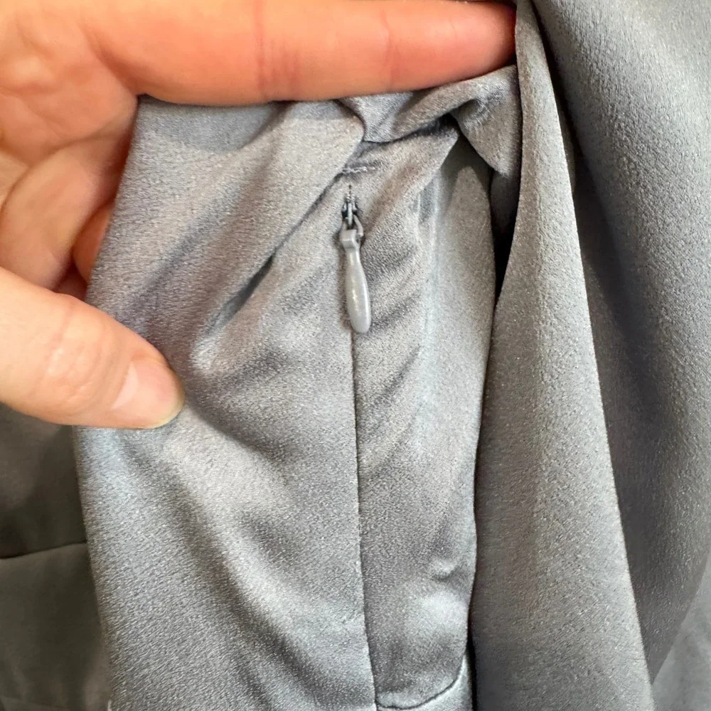 GIULIVA HERITAGE x H&M Maxi Dress Grey Satin Long Sleeve Party Event Cocktail XL